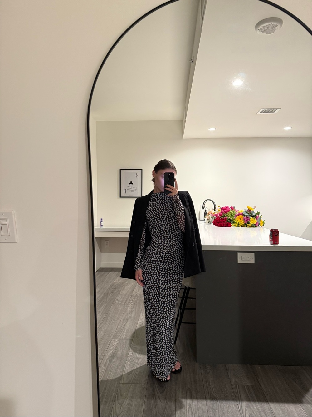 Zara Black and White Printed Maxi Dress
